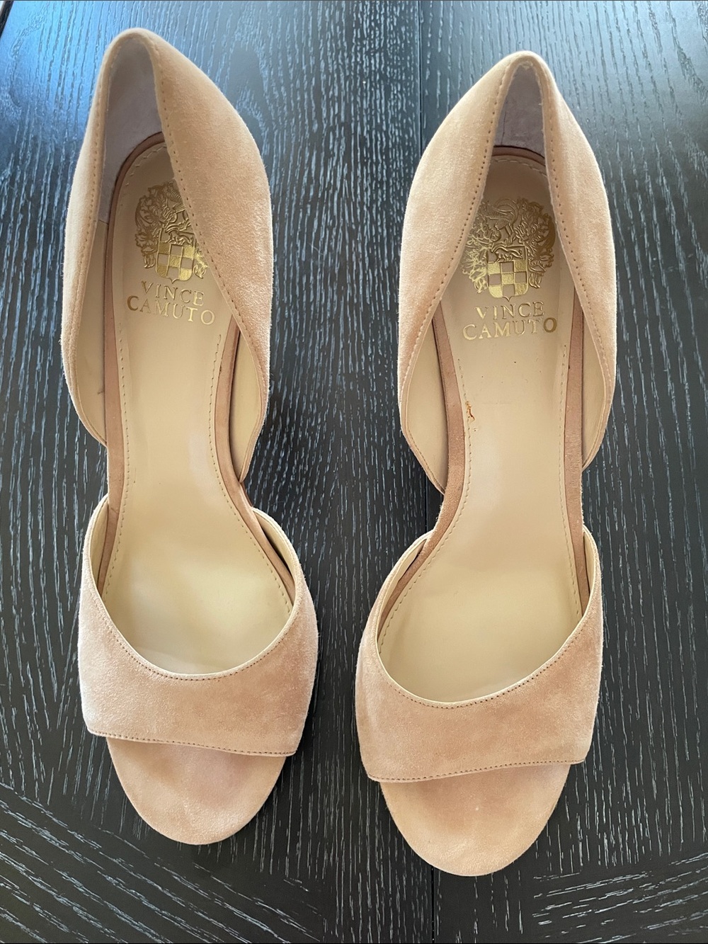 Vince Camuto Nude Suede D'Orsay Open-Toe Heels Evening Event